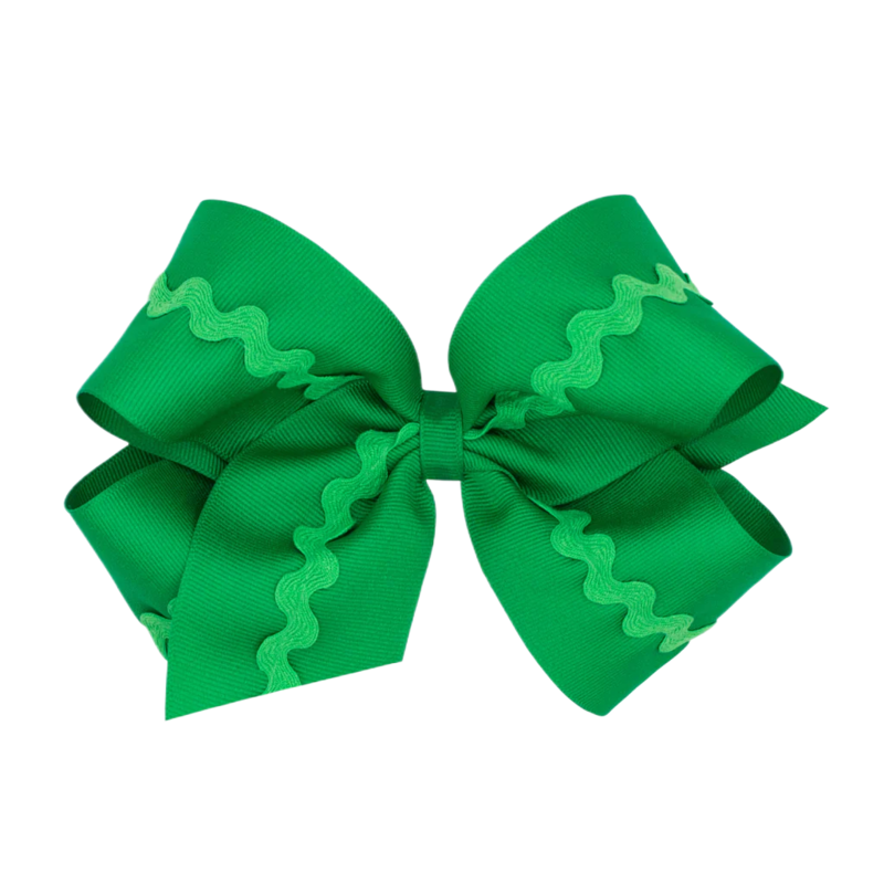 Wee Ones Wee Ones King Green Ric-Rac Trim Bow