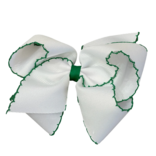 Wee Ones Wee Ones King White w/ Green Moonstitch Bow