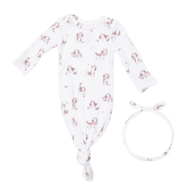 Angel Dear Angel Dear Knotted Gown & Headband - Explorer Puppy Pink