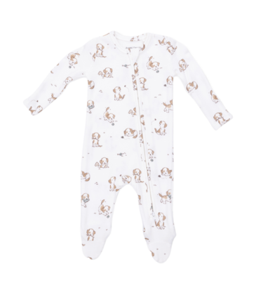 Angel Dear Angel Dear Zipper Footie - Explorer Puppy Blue