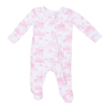 Angel Dear Angel Dear Ruffle Zipper Footie - Golf Toile Pink