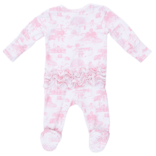 Angel Dear Angel Dear Ruffle Zipper Footie - Golf Toile Pink