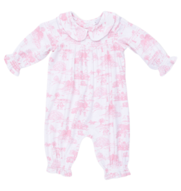 Angel Dear Angel Dear Smocked Romper - Golf Toile Pink