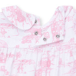 Angel Dear Angel Dear Smocked Romper - Golf Toile Pink