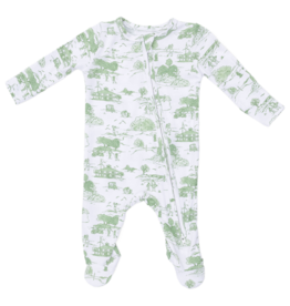 Angel Dear Angel Dear Zipper Footie - Golf Toile Green
