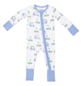 Angel Dear Angel Dear Zipper Romper - Golf Carts Blue