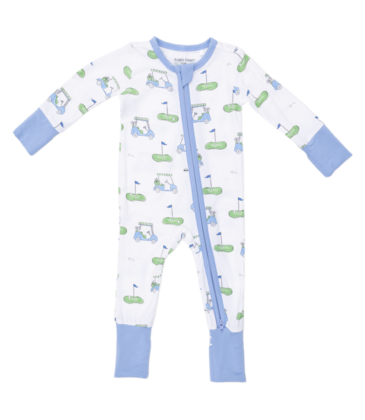 Angel Dear Angel Dear Zipper Romper - Golf Carts Blue