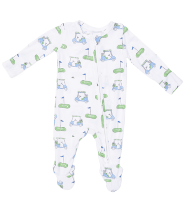 Angel Dear Angel Dear Zipper Footie - Golf Carts Blue