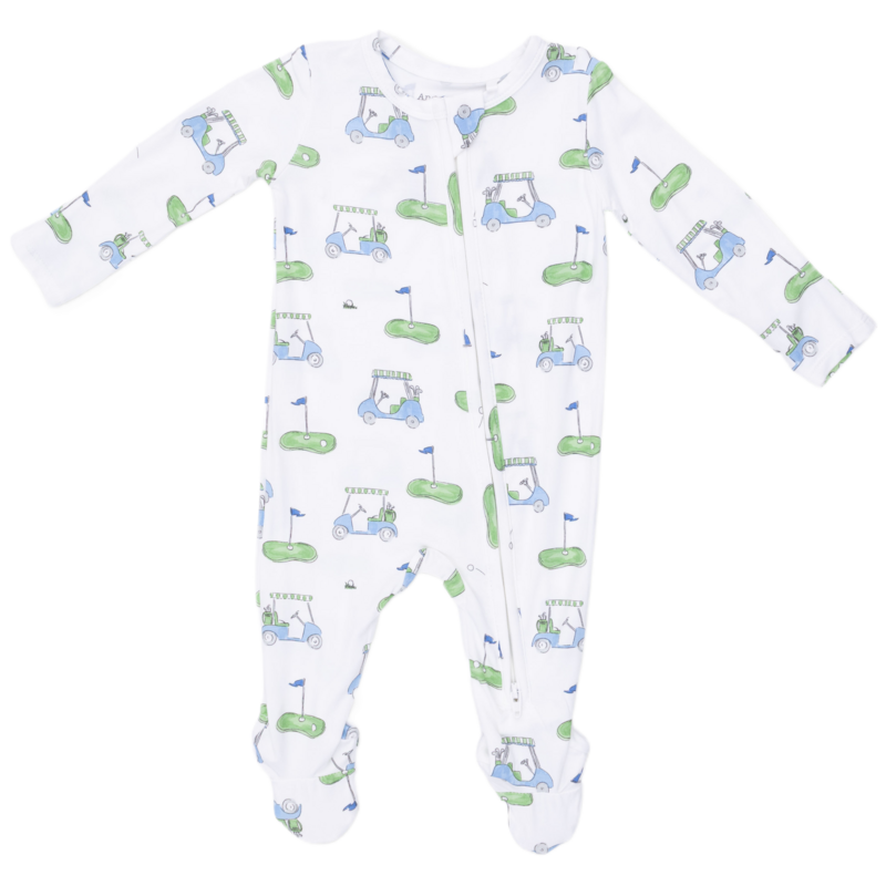 Angel Dear Angel Dear Zipper Footie - Golf Carts Blue