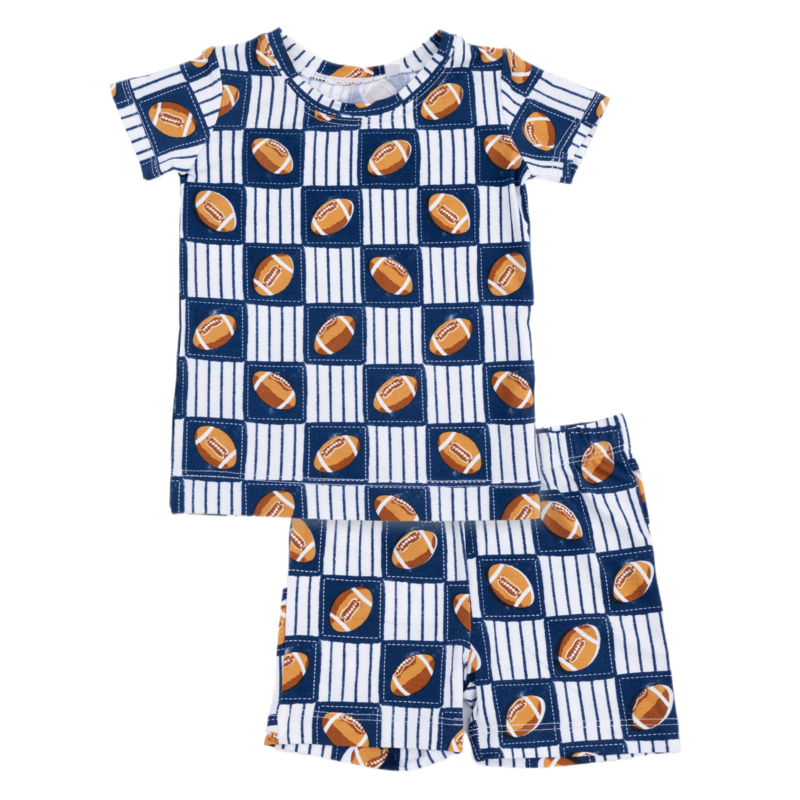 Angel Dear Angel Dear Loungewear Short Set - Football Patchwork
