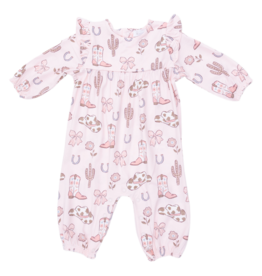 Angel Dear Angel Dear Ruffle Romper - Cowgirl Boots & Bows