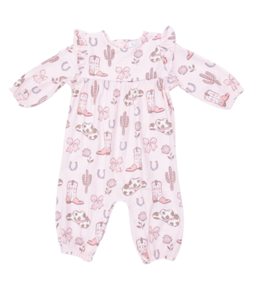 Angel Dear Angel Dear Ruffle Romper - Cowgirl Boots & Bows