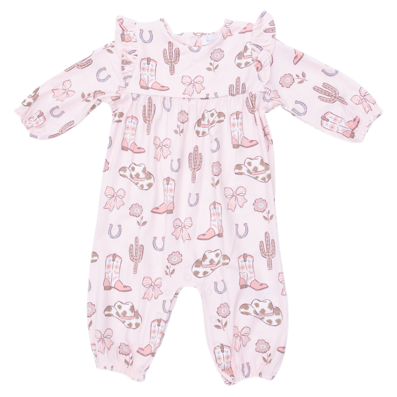 Angel Dear Angel Dear Ruffle Romper - Cowgirl Boots & Bows