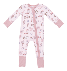 Angel Dear Angel Dear Zipper Romper - Cowgirl Boots & Bows