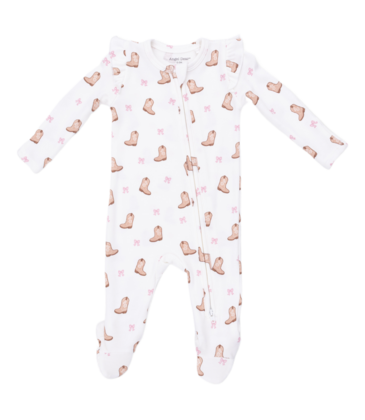 Angel Dear Angel Dear Ruffle Zipper Footie - Mini Cowgirl Boots