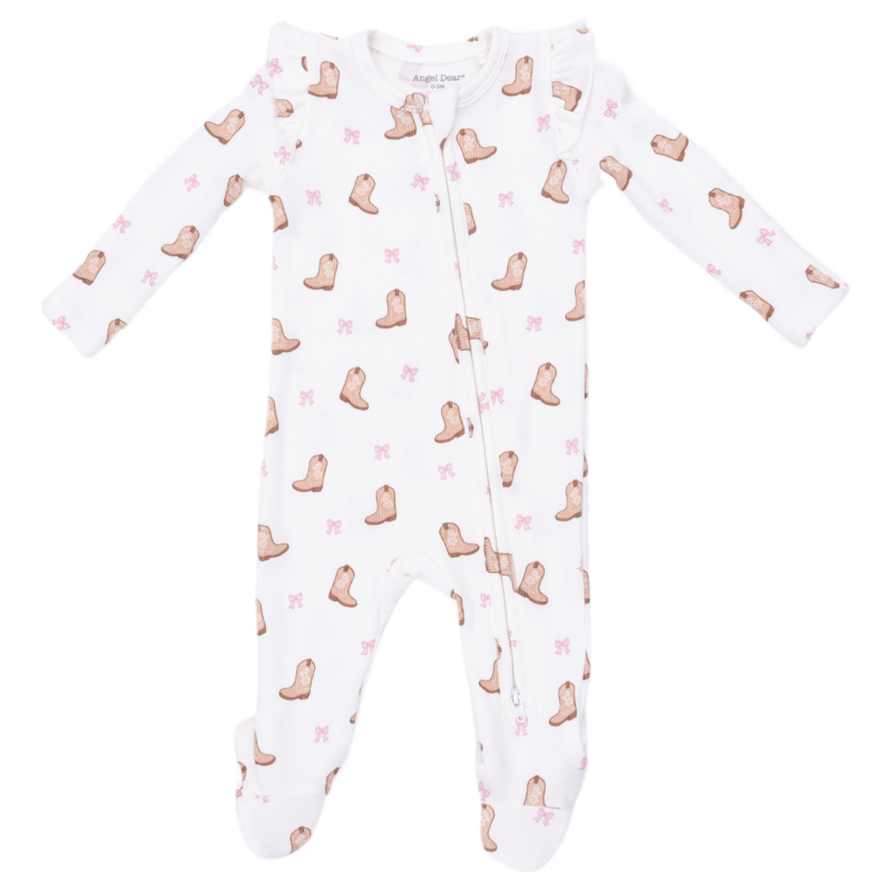 Angel Dear Angel Dear Ruffle Zipper Footie - Mini Cowgirl Boots