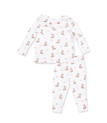 Angel Dear Angel Dear Ruffle Top & Pant Set - Mini Cowgirl Boots