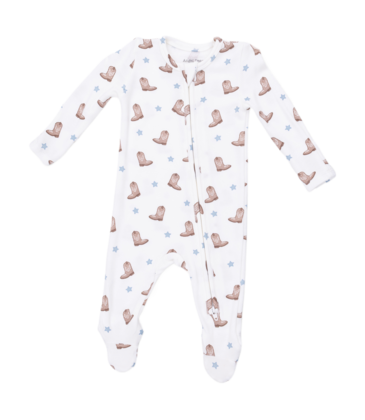 Angel Dear Angel Dear Zipper Footie - Mini Cowboy Boots
