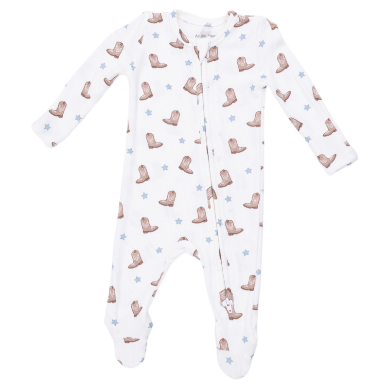 Angel Dear Angel Dear Zipper Footie - Mini Cowboy Boots