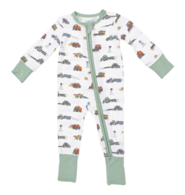 Angel Dear Angel Dear Zipper Romper - Farm Machines