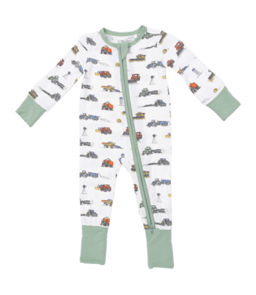 Angel Dear Angel Dear Zipper Romper - Farm Machines