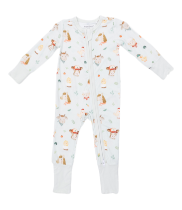Angel Dear Angel Dear Zipper Romper - Baby Farm Faces