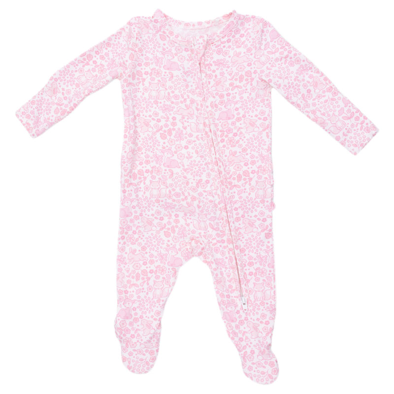 Angel Dear Angel Dear Ruffle Zipper Footie - Baby Woodland