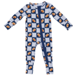 Angel Dear Angel Dear Zipper Romper - Football Patchwork