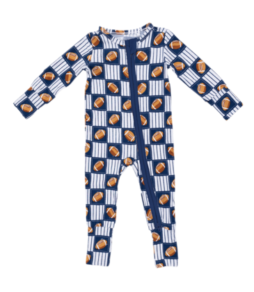 Angel Dear Angel Dear Zipper Romper - Football Patchwork