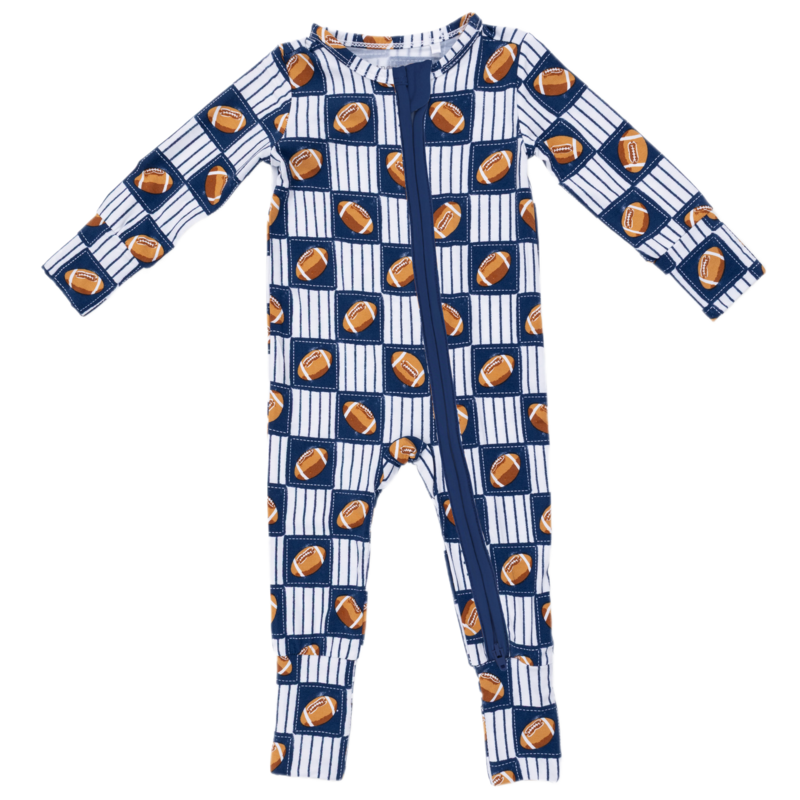 Angel Dear Angel Dear Zipper Romper - Football Patchwork