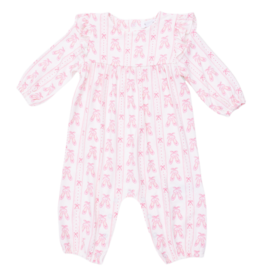 Angel Dear Angel Dear Ruffle Romper - Ballet Shoes Ribbon Stripe