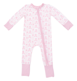 Angel Dear Angel Dear Zipper Romper - Ballet Shoes Ribbon Stripe