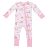 Angel Dear Angel Dear Zipper Romper - Princess Unicorns & Castle