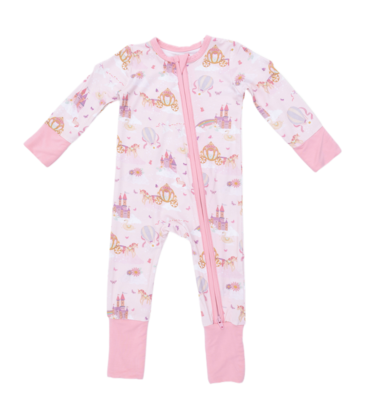Angel Dear Angel Dear Zipper Romper - Princess Unicorns & Castle