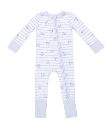 Angel Dear Angel Dear Zipper Romper - Airplane Stripe