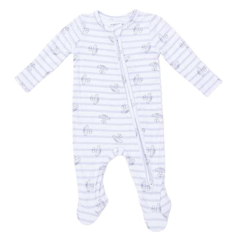 Angel Dear Angel Dear Zipper Footie - Airplane Stripe