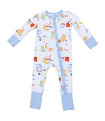Angel Dear Angel Dear Zipper Romper - Breakfast Club Blue