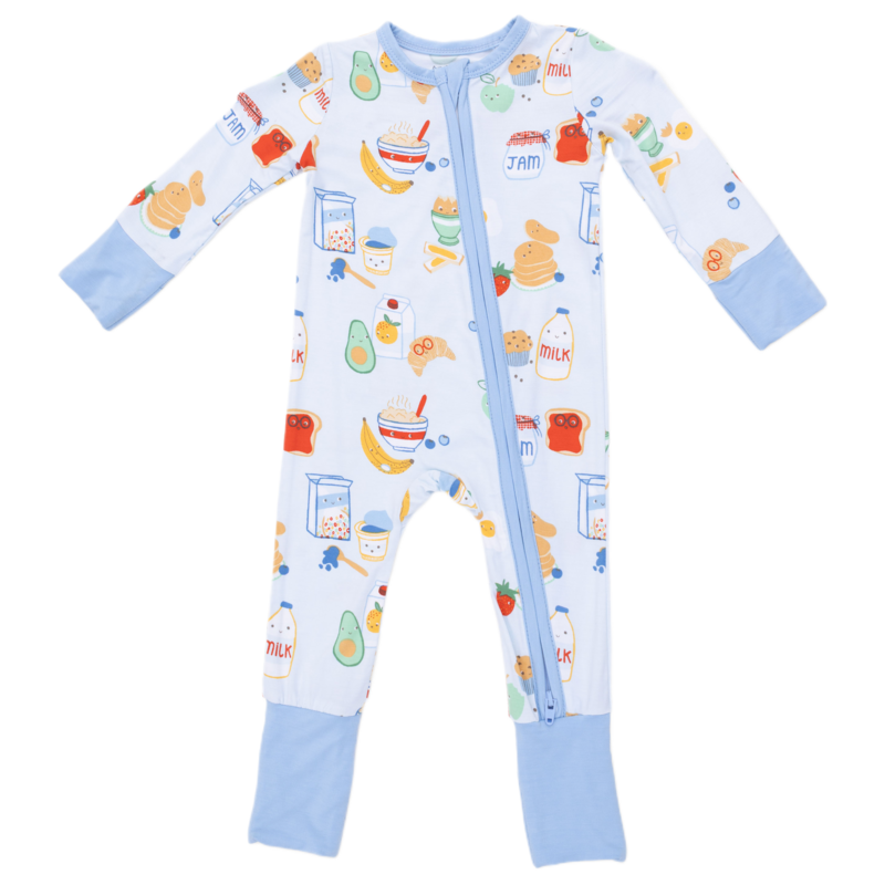 Angel Dear Angel Dear Zipper Romper - Breakfast Club Blue