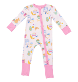 Angel Dear Angel Dear Zipper Romper - Breakfast Club Pink