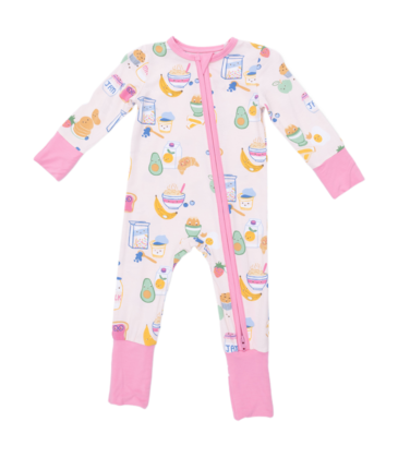 Angel Dear Angel Dear Zipper Romper - Breakfast Club Pink