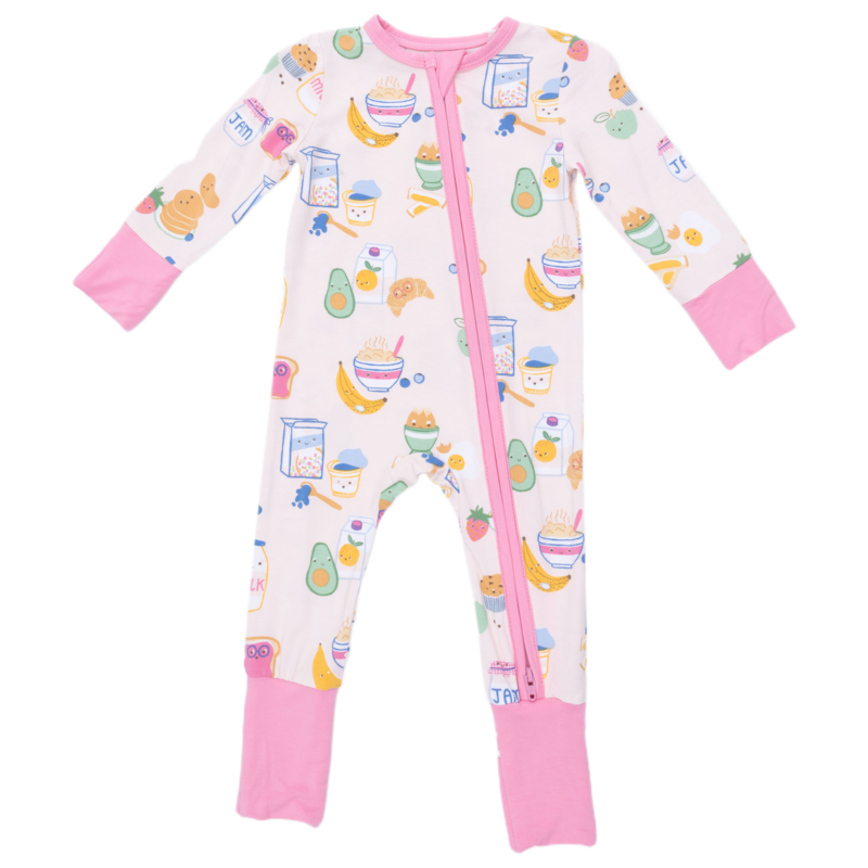 Angel Dear Angel Dear Zipper Romper - Breakfast Club Pink