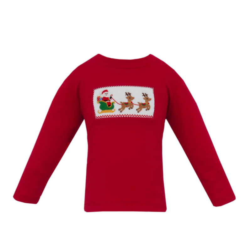 Anavini Anavini Santa's Sleigh Smocked T-Shirt