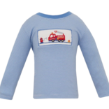 Anavini Anavini Fire Trucks Smocked T-Shirt