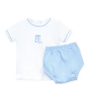 Magnolia Baby Magnolia Baby Darling Cowboy Boots Blue Diaper Cover Set
