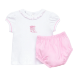 Magnolia Baby Magnolia Baby Darling Cowboy Boots Pink Ruffle Diaper Cover Set