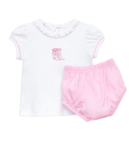 Magnolia Baby Magnolia Baby Darling Cowboy Boots Pink Ruffle Diaper Cover Set