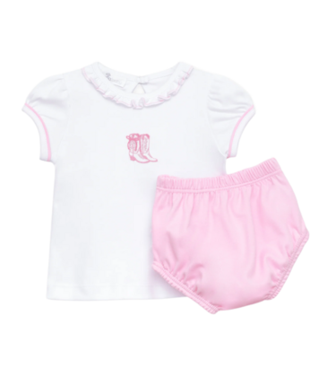 Magnolia Baby Magnolia Baby Darling Cowboy Boots Pink Ruffle Diaper Cover Set