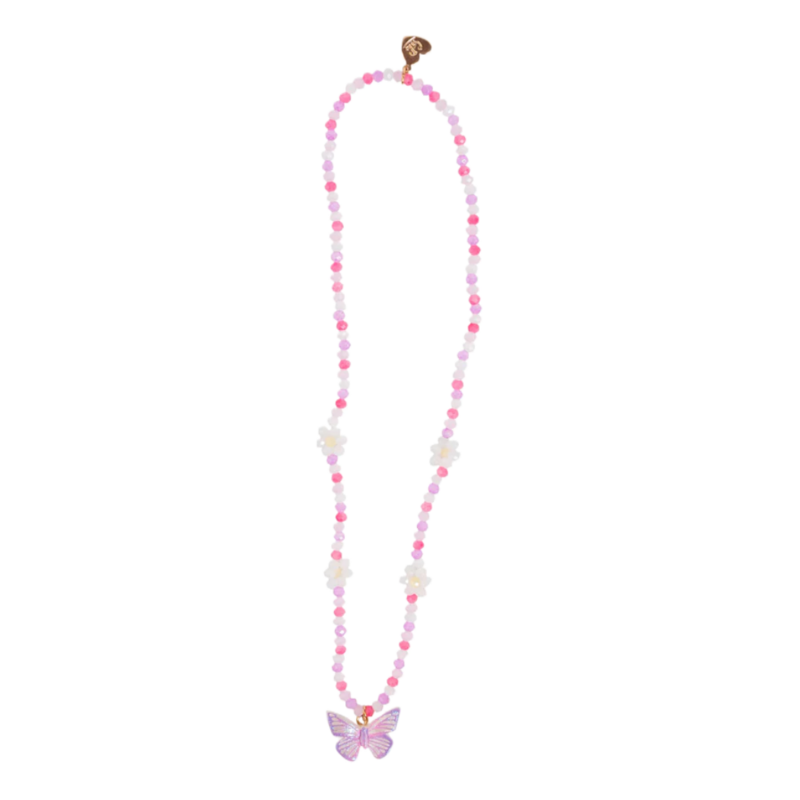 Great Pretenders Great Pretenders Pink Butterfly & Daises Necklace
