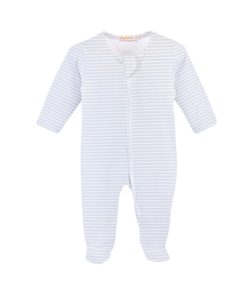 Baby Club Chic Baby Club Chic Light Blue Stripe Zipped Footie