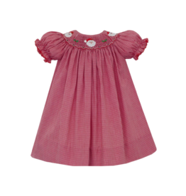 Petit Bebe Petit Bebe Santa Face Red Gingham Bishop Dress